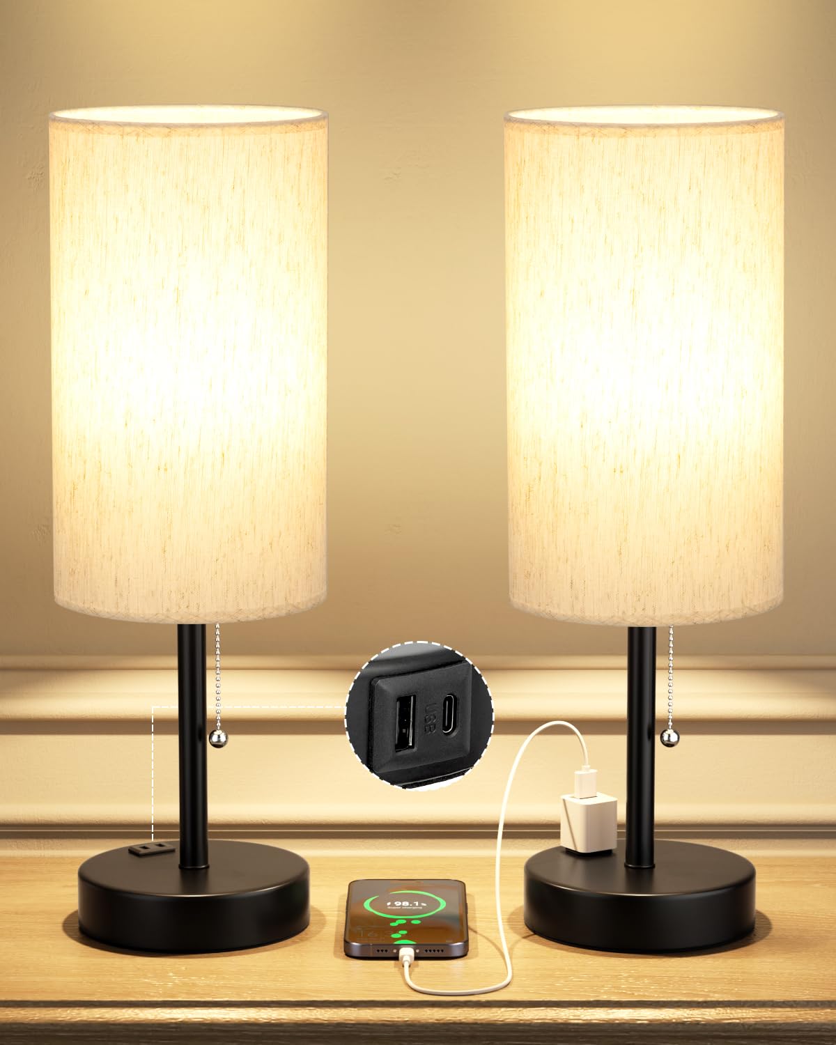 Fenmzee Plus bedside lamp displaying three color temperatures for cozy or focused tasks