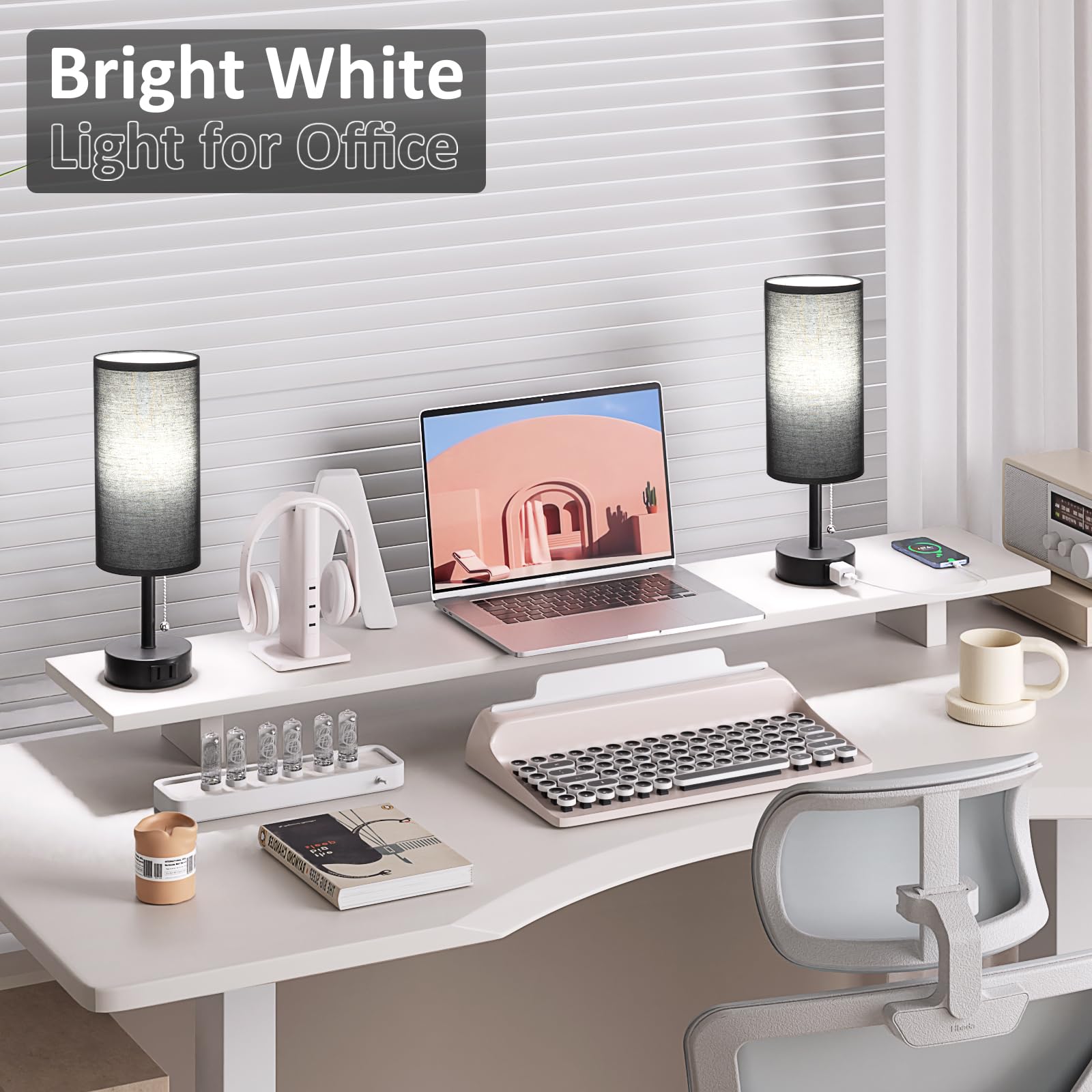 Fenmzee pull chain lamps offer easy control beside the bed.