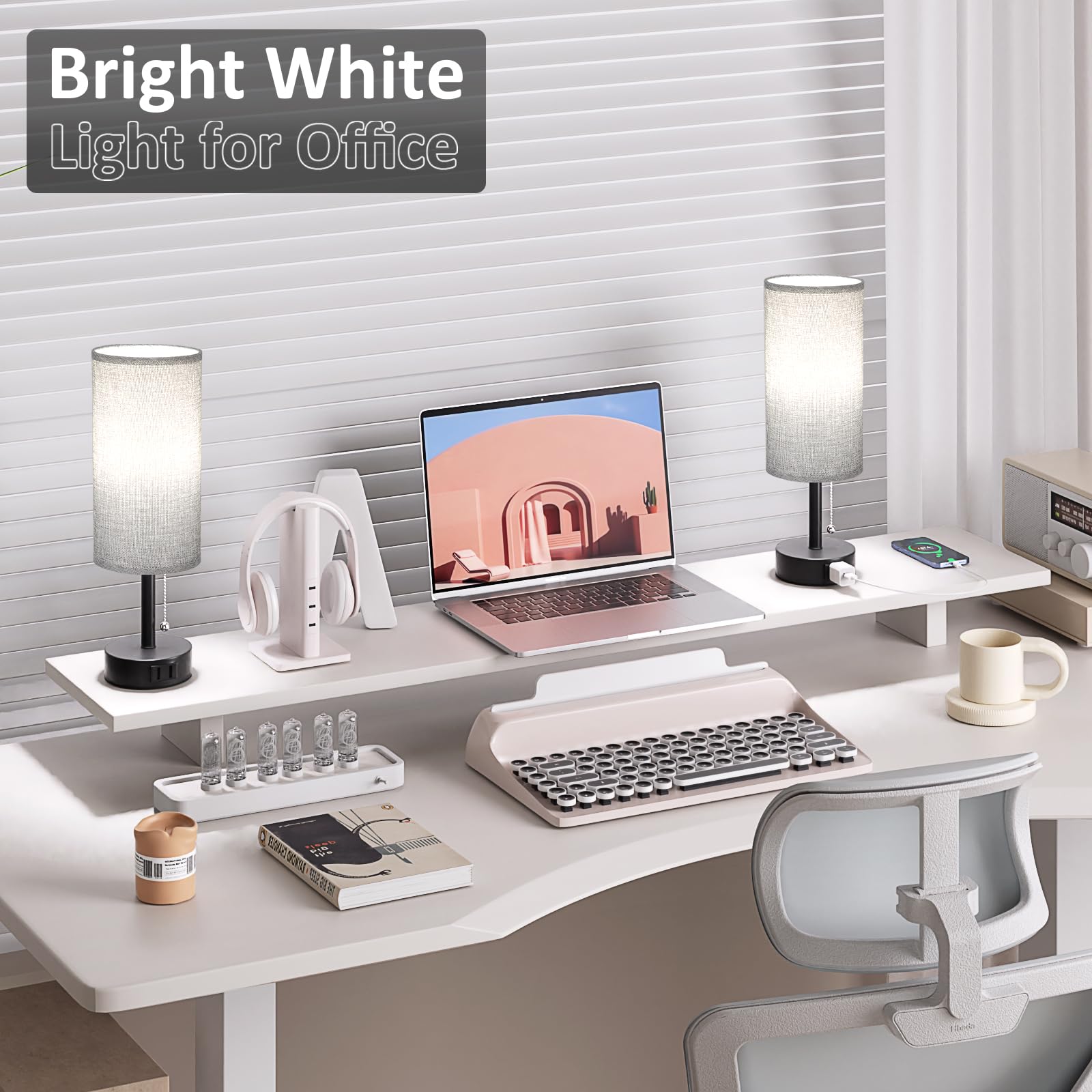 Fenmzee round shade lamp softens light and reduces glare.