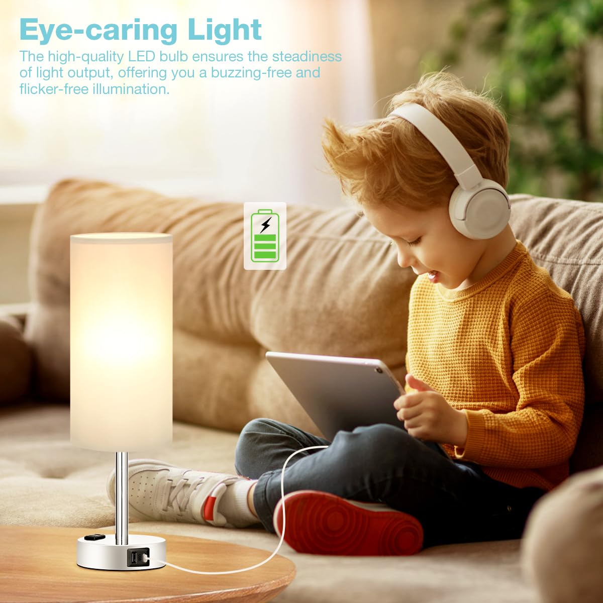 Fenmzee lamp with silver base adds modern style to your desk or dresser