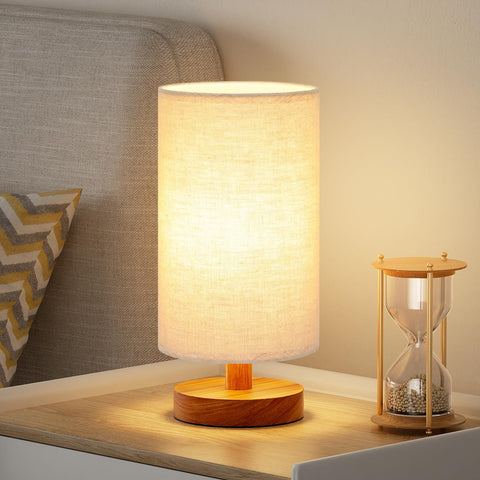 Fenmzee small table lamp in a bedroom with beige shade for cozy lighting