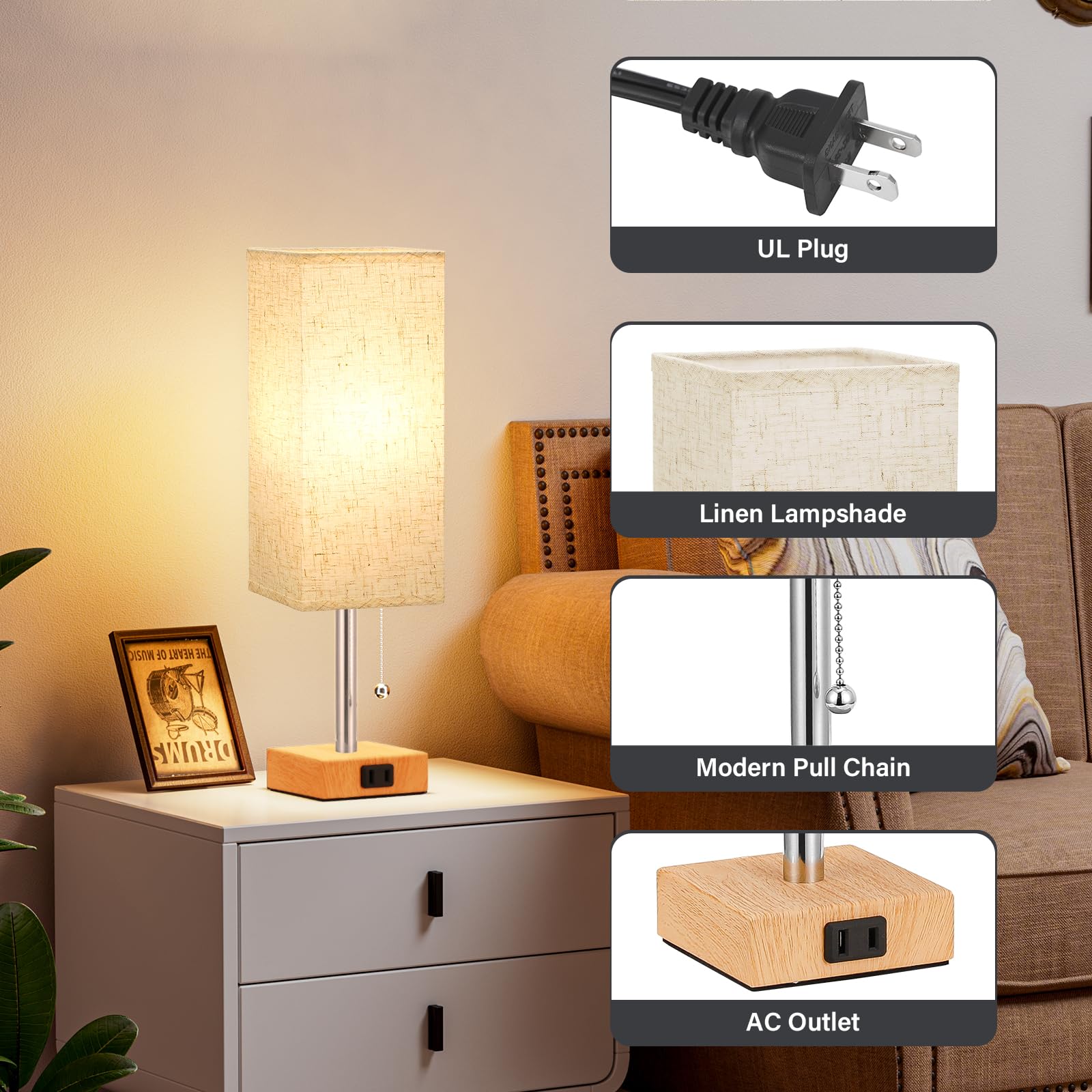 Fenmzee lamps enhancing bedroom décor with a minimalist, calming look.