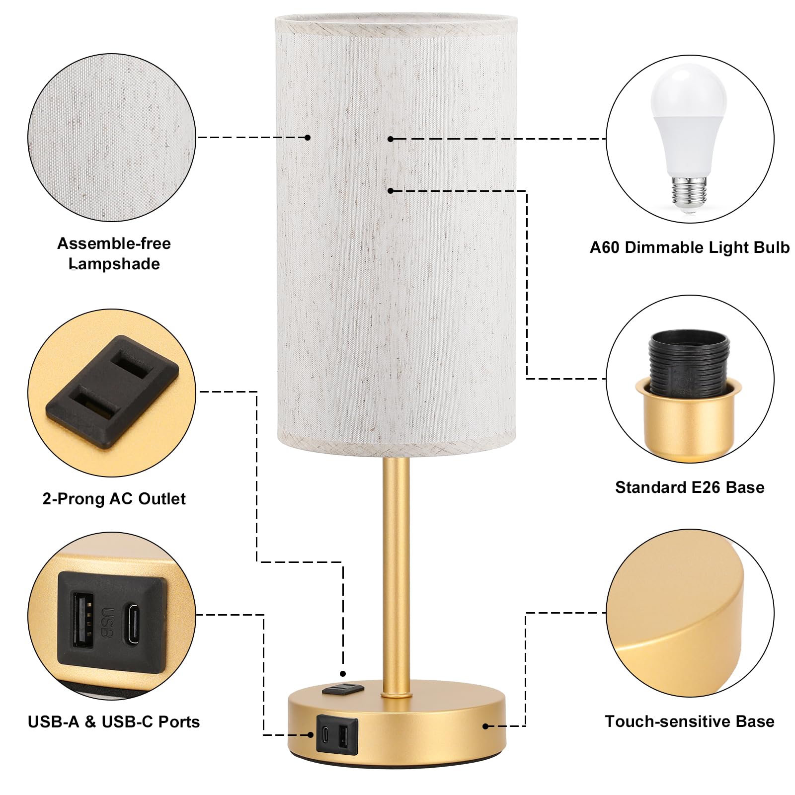 Fenmzee lamp USB-A port nearby for extra device charging.