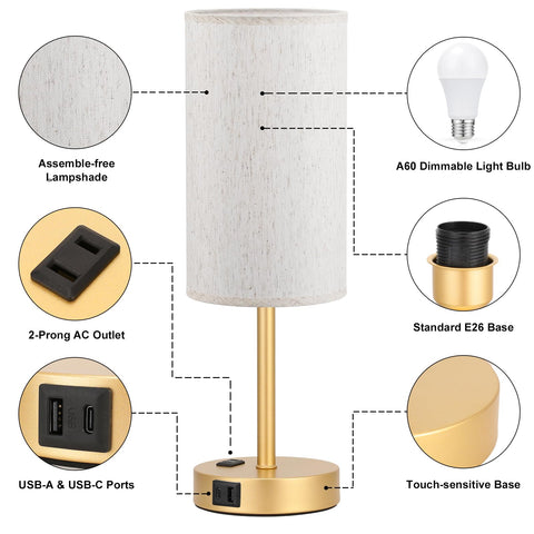 Fenmzee lamp USB-A port nearby for extra device charging.
