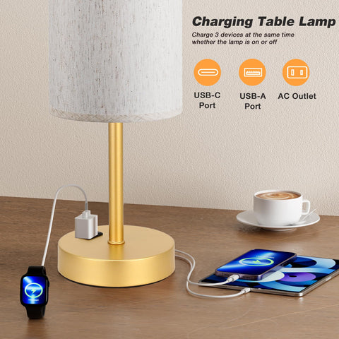 Fenmzee lamp USB-C port near base for fast charging.