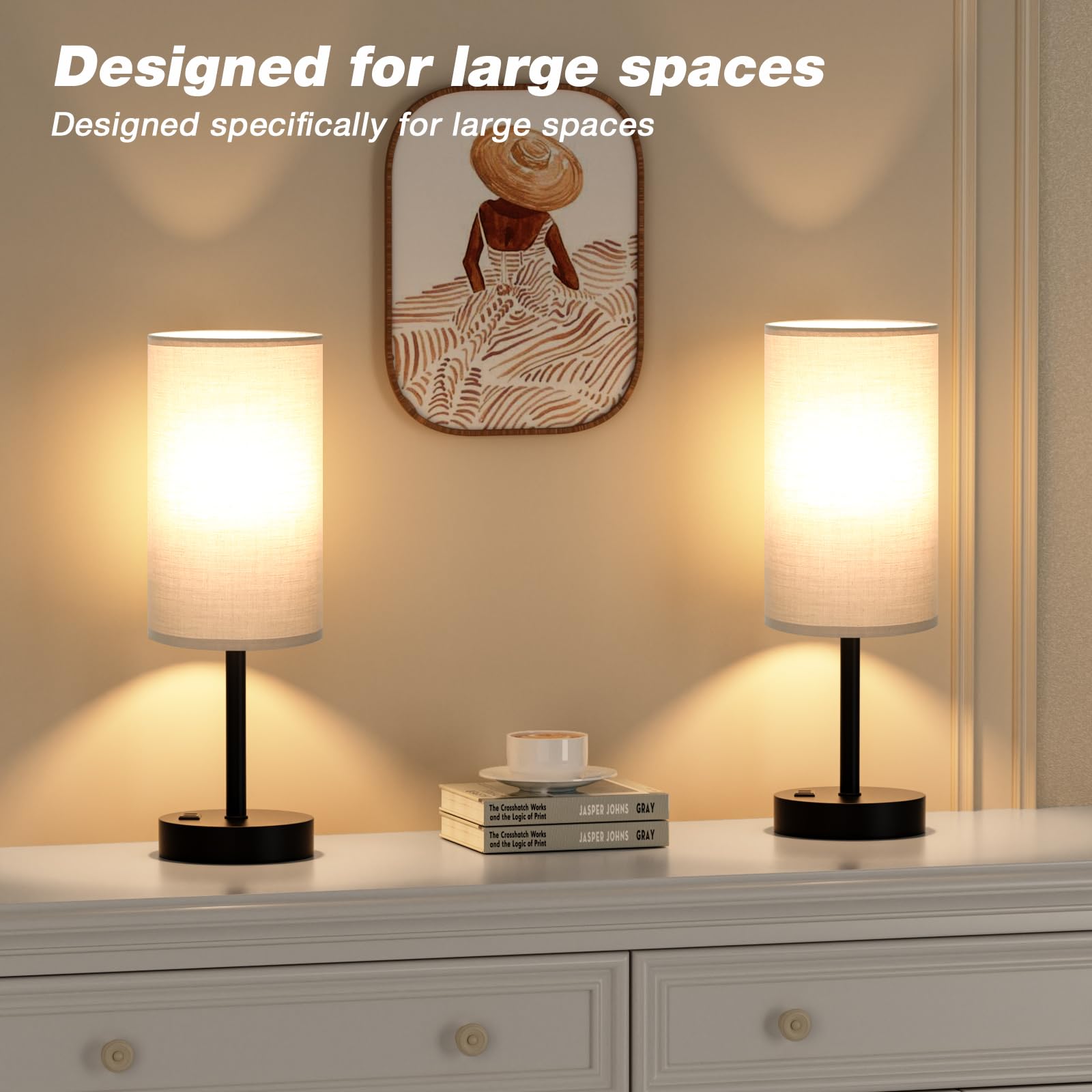 Fenmzee touch lamp grey standing 17.4 inches for larger spaces