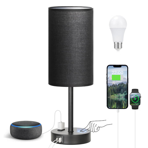Fenmzee Touch Nightstand Lamp with black base for ambient bedside lighting