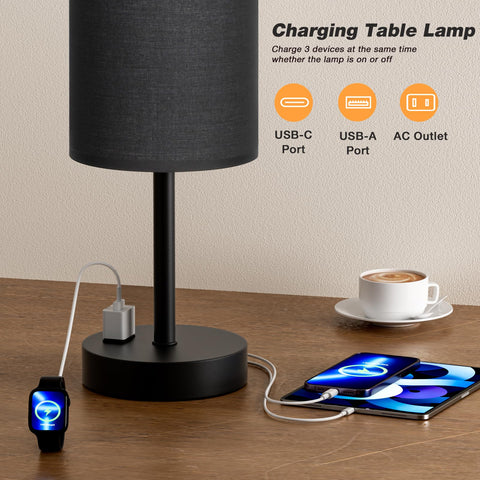 Fenmzee Touch Nightstand Lamp USB-A port supports charging multiple devices