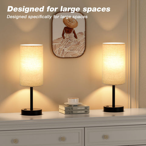 Fenmzee Touch Table Lamp in bedroom setup shows versatile placement and styling.