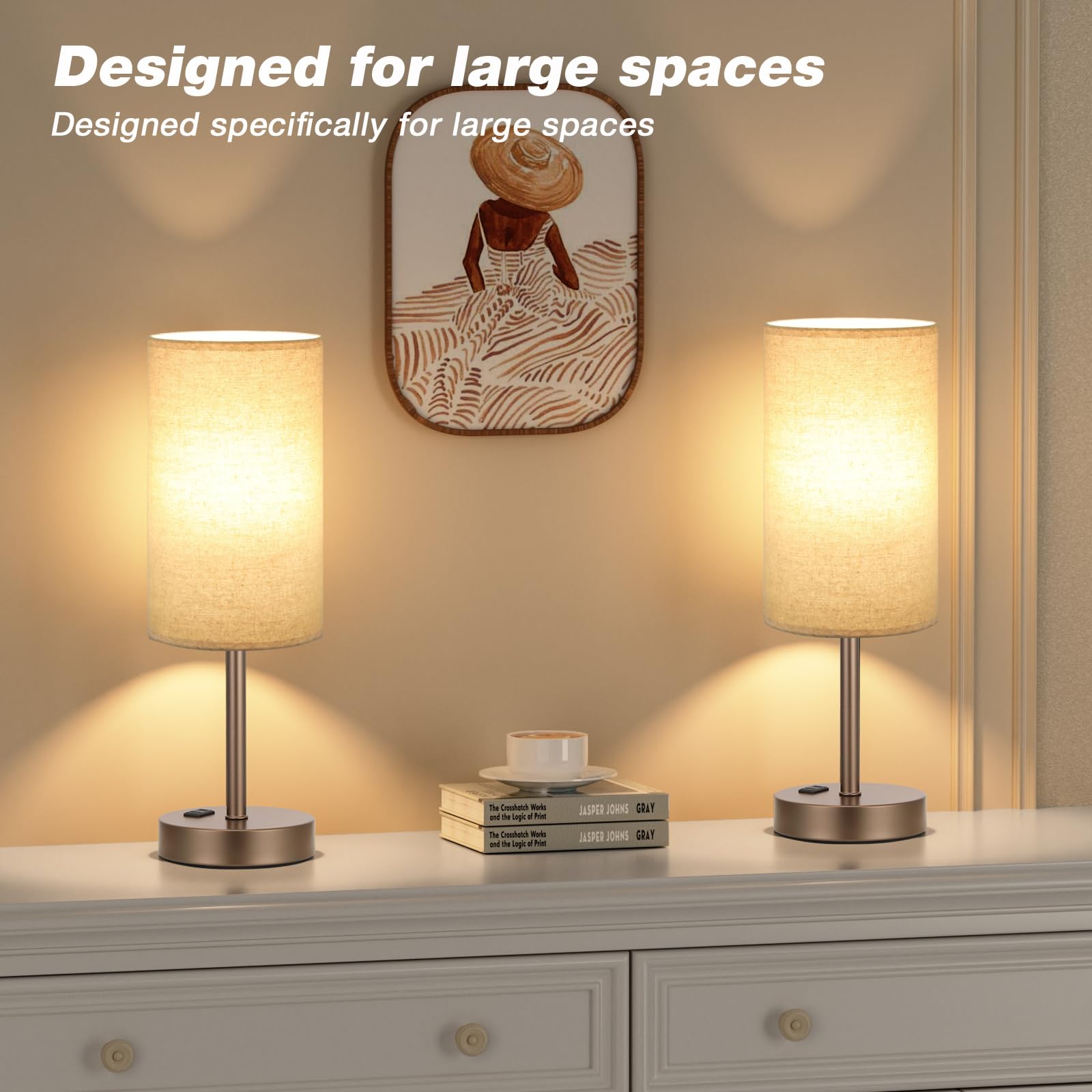 Medium-size lamp suits larger spaces like bedrooms and living rooms