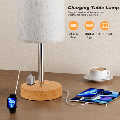 Fenmzee lamp USB-C port enables fast charging for devices.