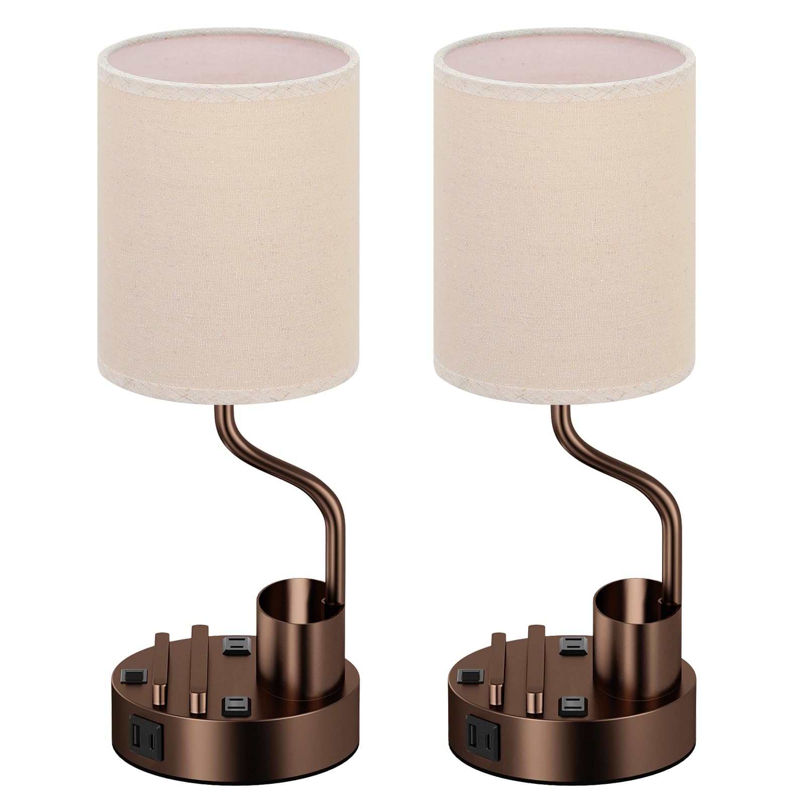 Fenmzee bedside lamps with pen holder organize desks or nightstands
