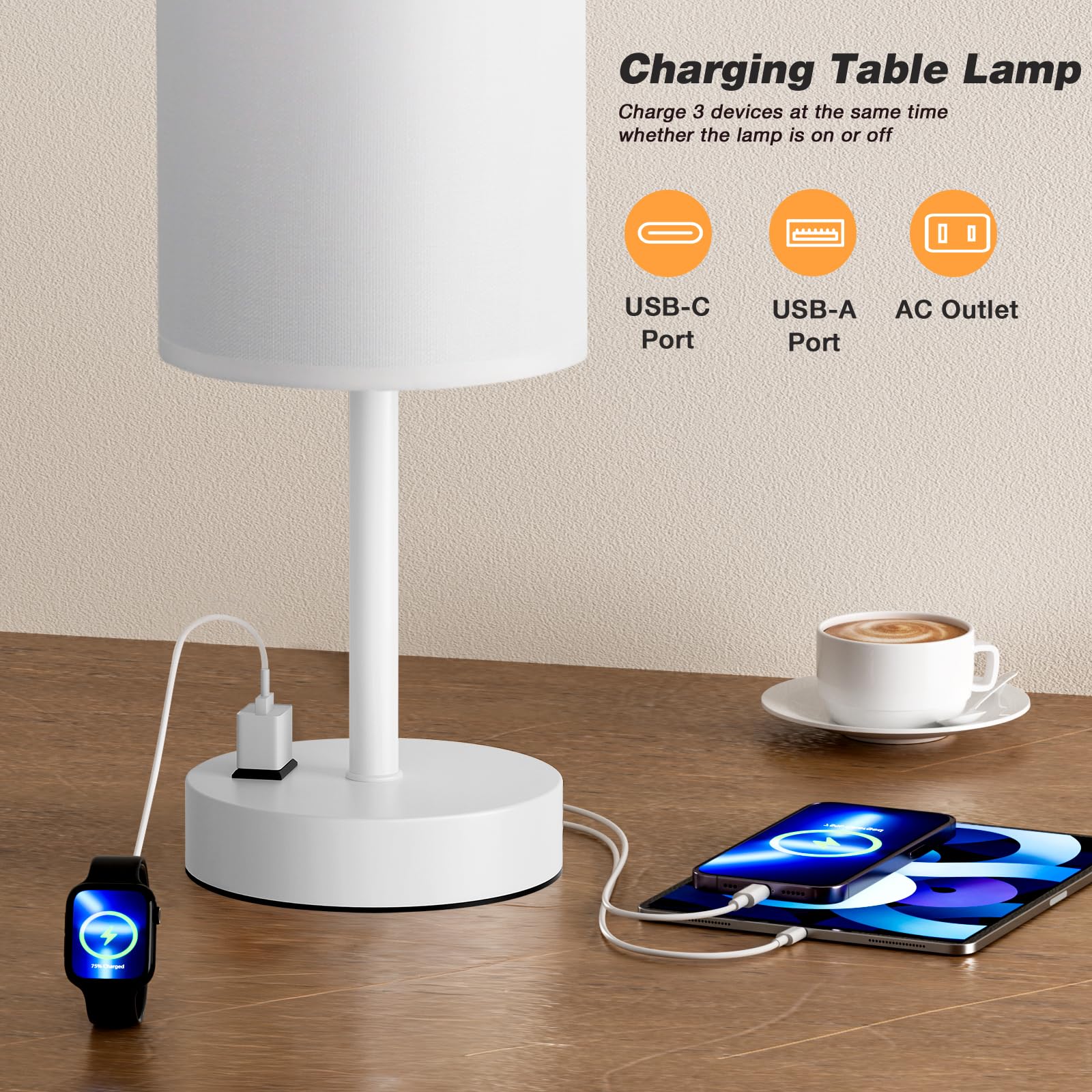 Fenmzee lamp with USB-C port keeps your devices charged while relaxing.