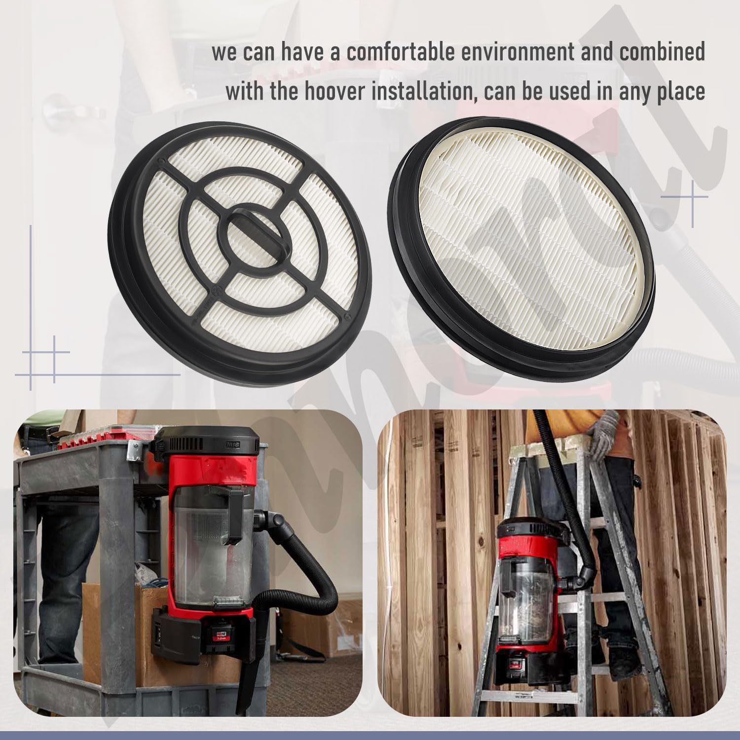 Durable filters fit Milwaukee M18 backpack vacuum seamlessly.