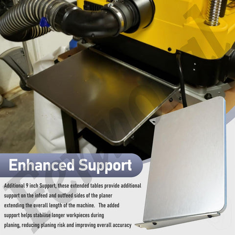 Fennoral DW7351 infeed/outfeed support stabilizes workpieces