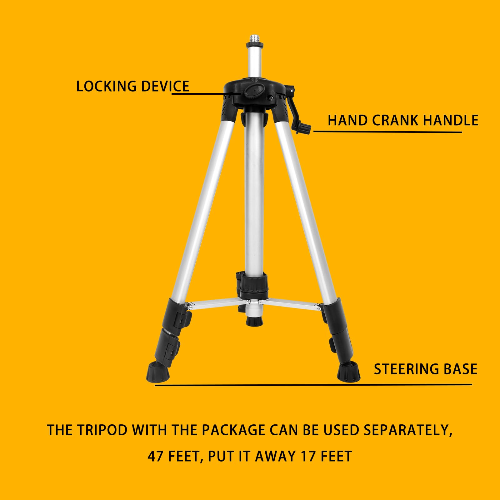 FenorGan aluminum alloy tripod provides durable support during leveling tasks