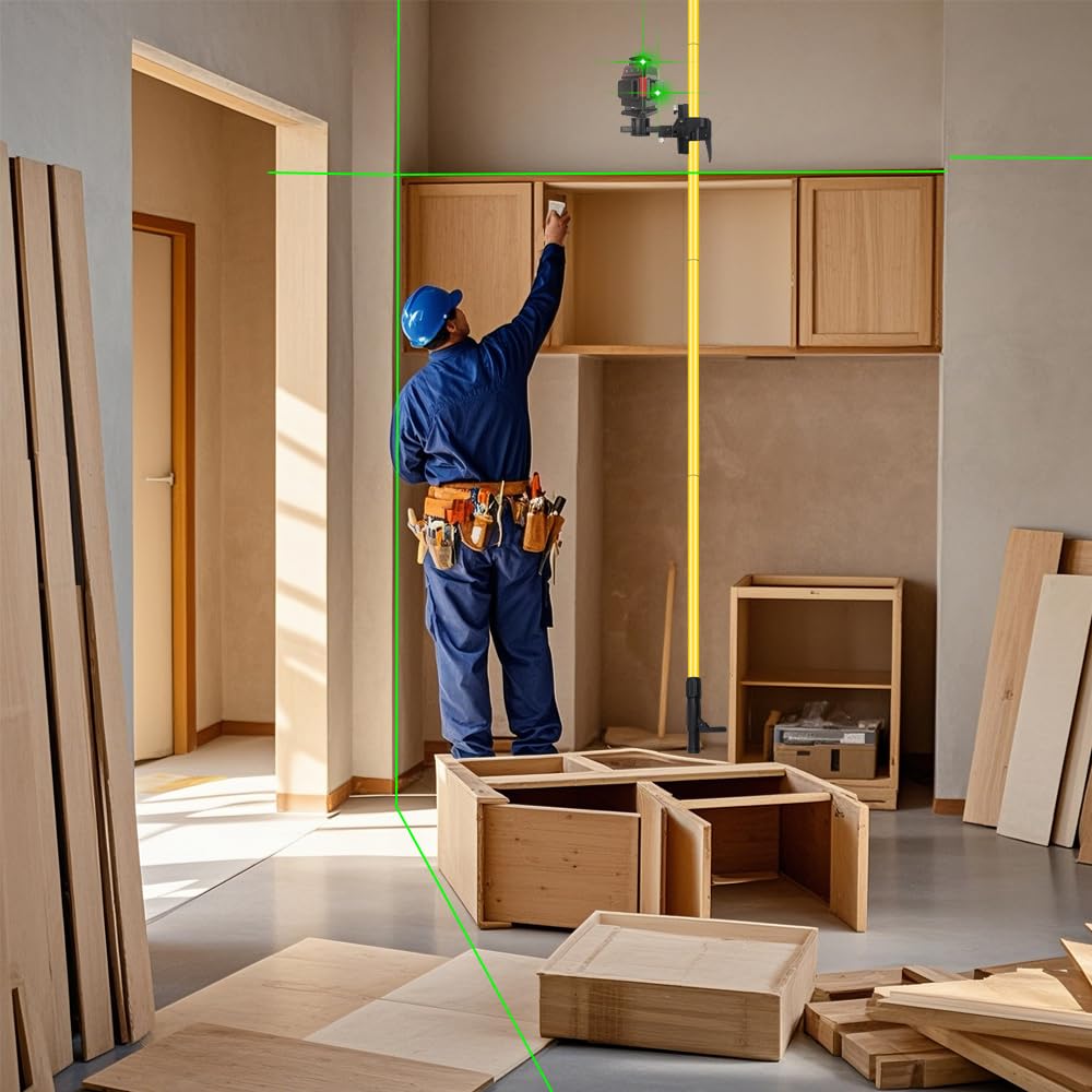 FENORGAN laser level pole 360-degree rotating head enables versatile mounting