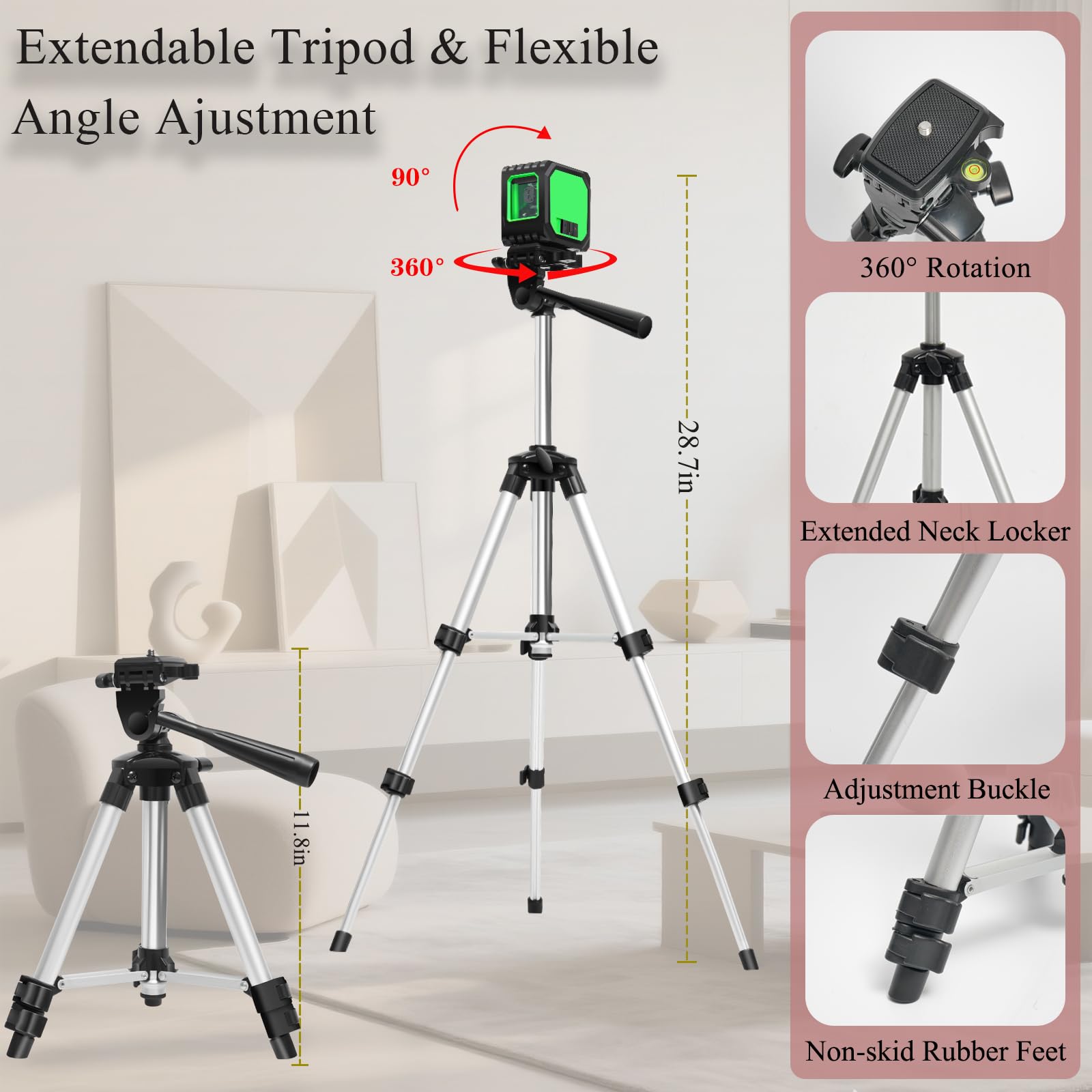 FENORGAN laser level in self-leveling mode maintains straight lines automatically.