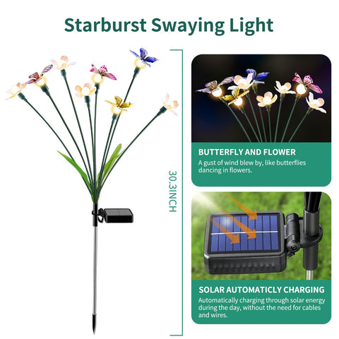 FENSAN solar butterfly lights illuminate garden paths for magical nighttime strolls.