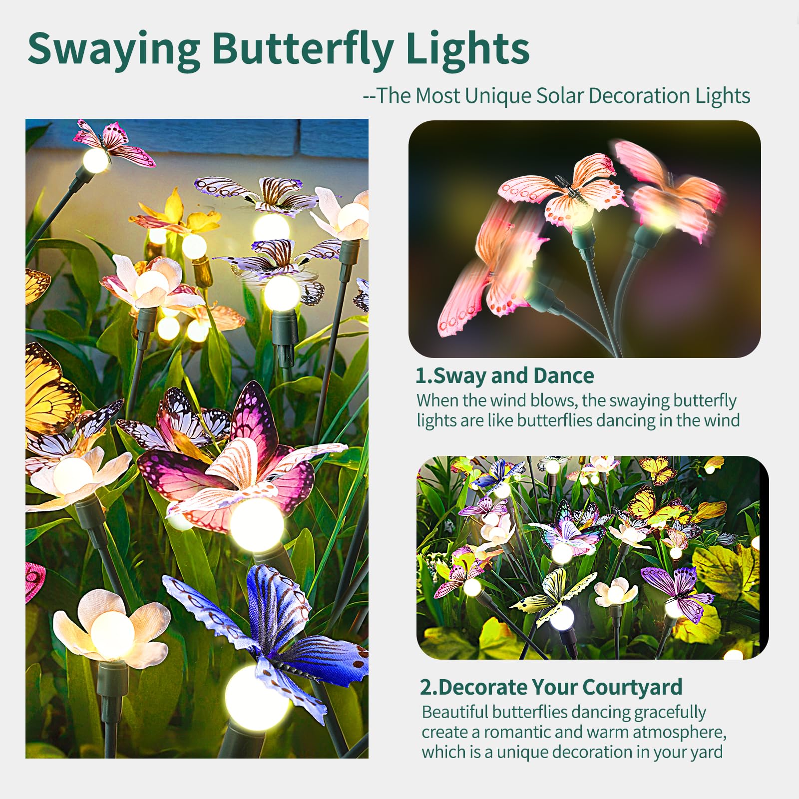 IP65 waterproof butterfly lights by FENSAN withstand rain and snow for year-round decor.