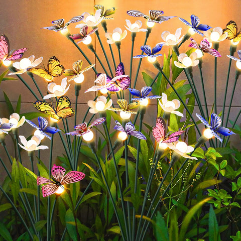 FENSAN butterfly lights pack glows warm white for romantic outdoor ambiance.