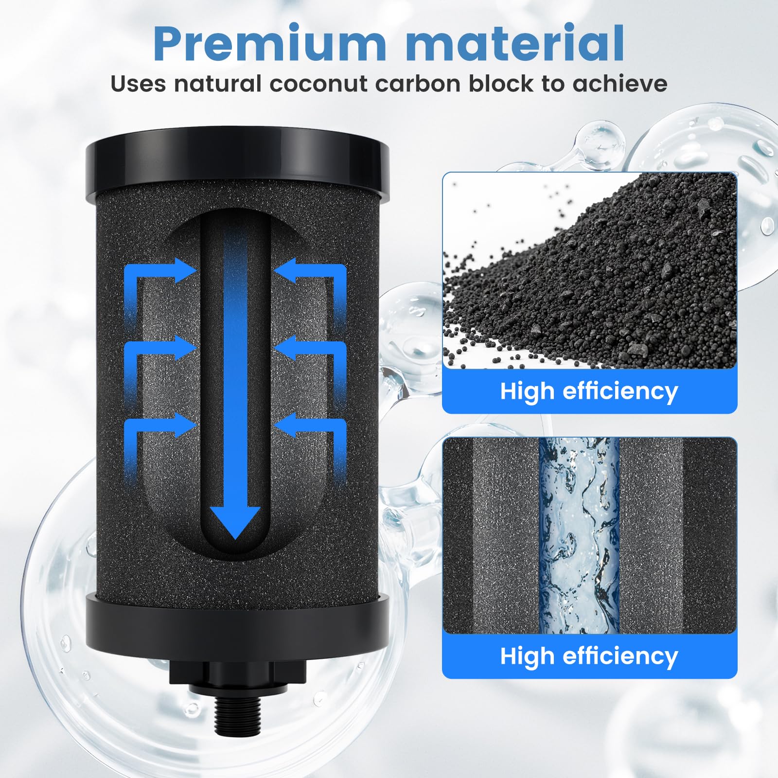Fenxixdy 2387 Pro chlorine reduction graphic demonstrates cleaner taste potential
