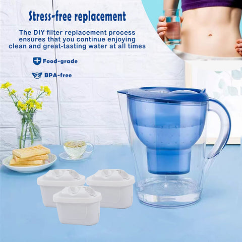 Six-pack replacement cartridges provide ongoing filtration for your household.