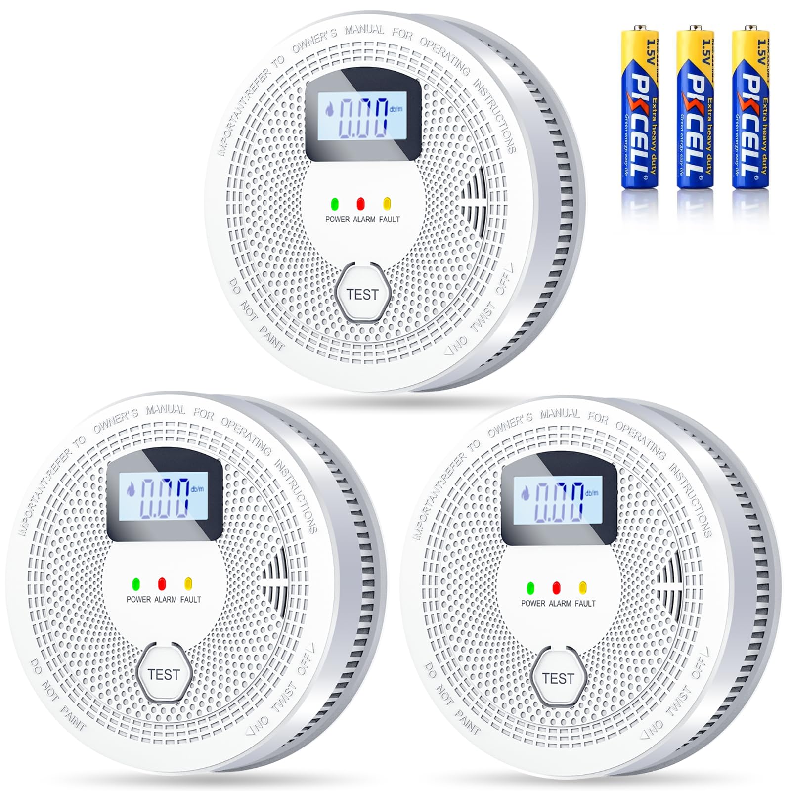 FEODSEW 2-in-1 alarm front view demonstrates dual-sensor protection