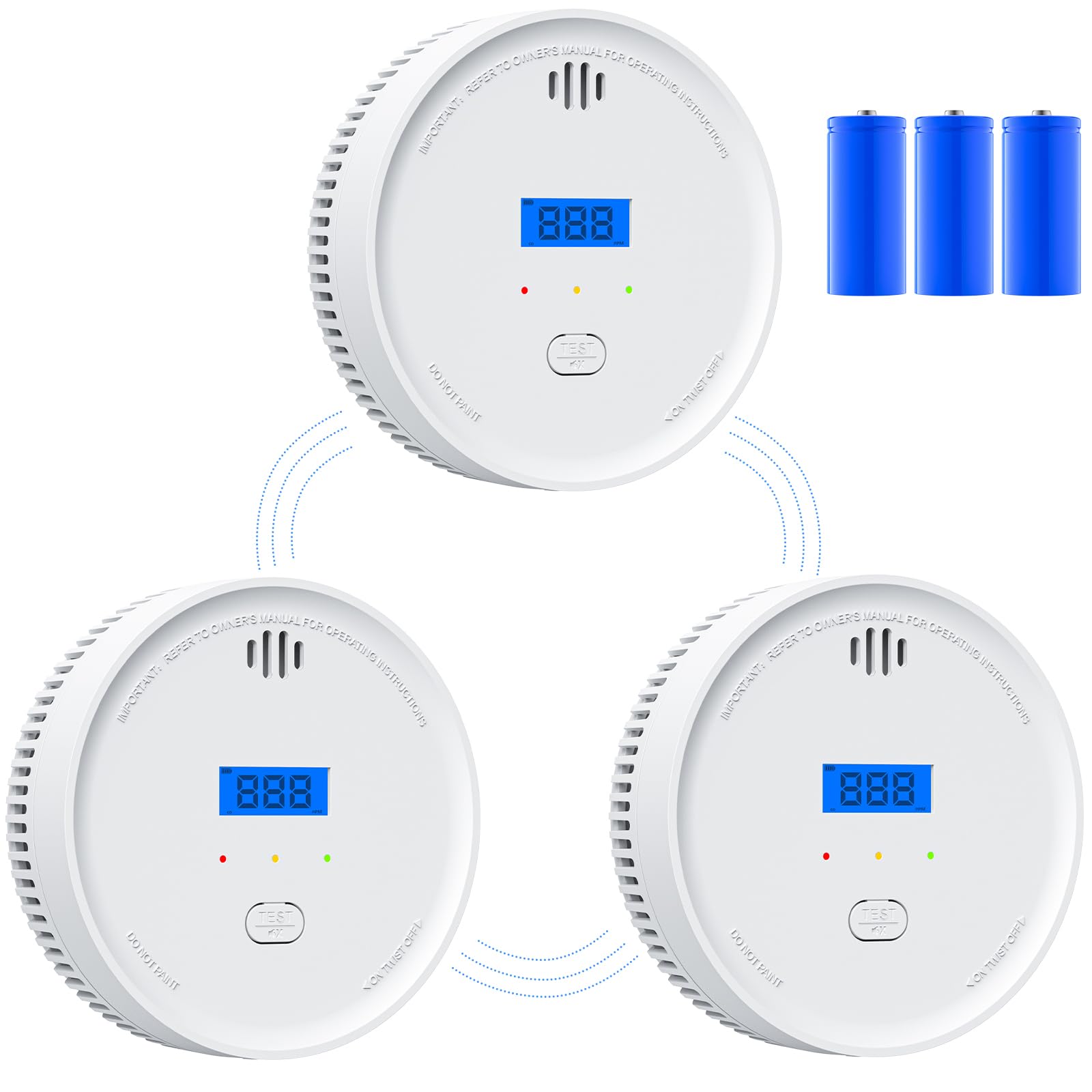 FEODSEW interlinked smoke detector with LED indicators for instant hazard awareness