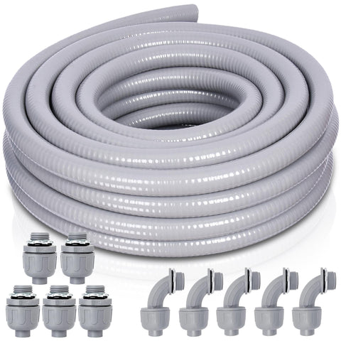 Feotech liquid-tight conduit 25 ft length provides rugged outdoor protection for wiring.