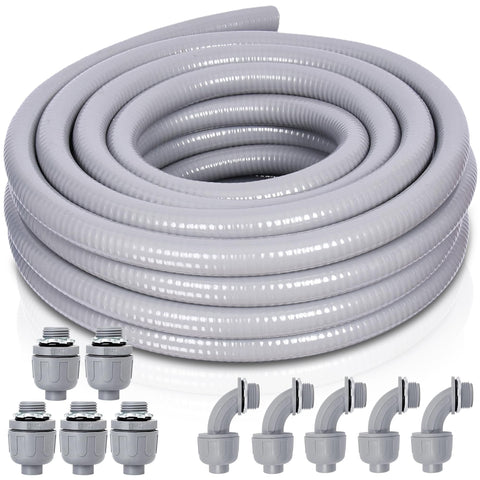 Feotech liquid-tight conduit 25ft provides durable outdoor wiring protection.