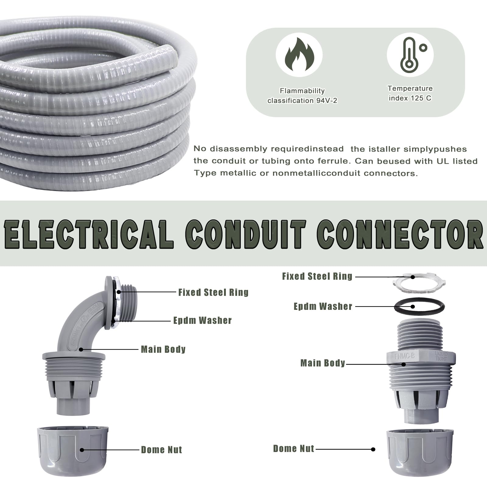 Feotech liquid-tight conduit weatherproof design withstands harsh outdoor conditions.