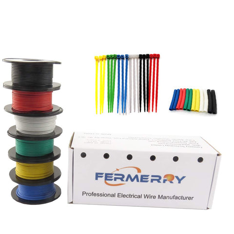 Fermerry 16 AWG silicone hook-up wire black spool for flexible electronics projects