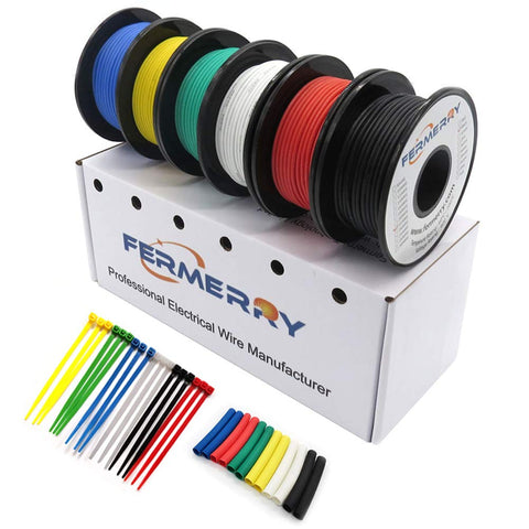 Fermerry 18 AWG silicone wire spool in black for flexible LED projects