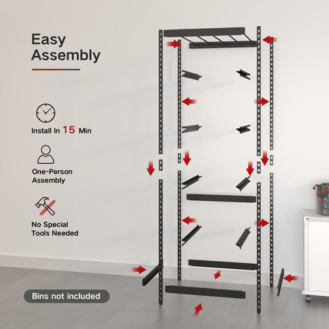 FERO garage use scenario showing organized tools and bins