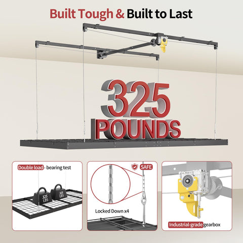 FERO lift system enables ladder-free overhead storage with drill operation.