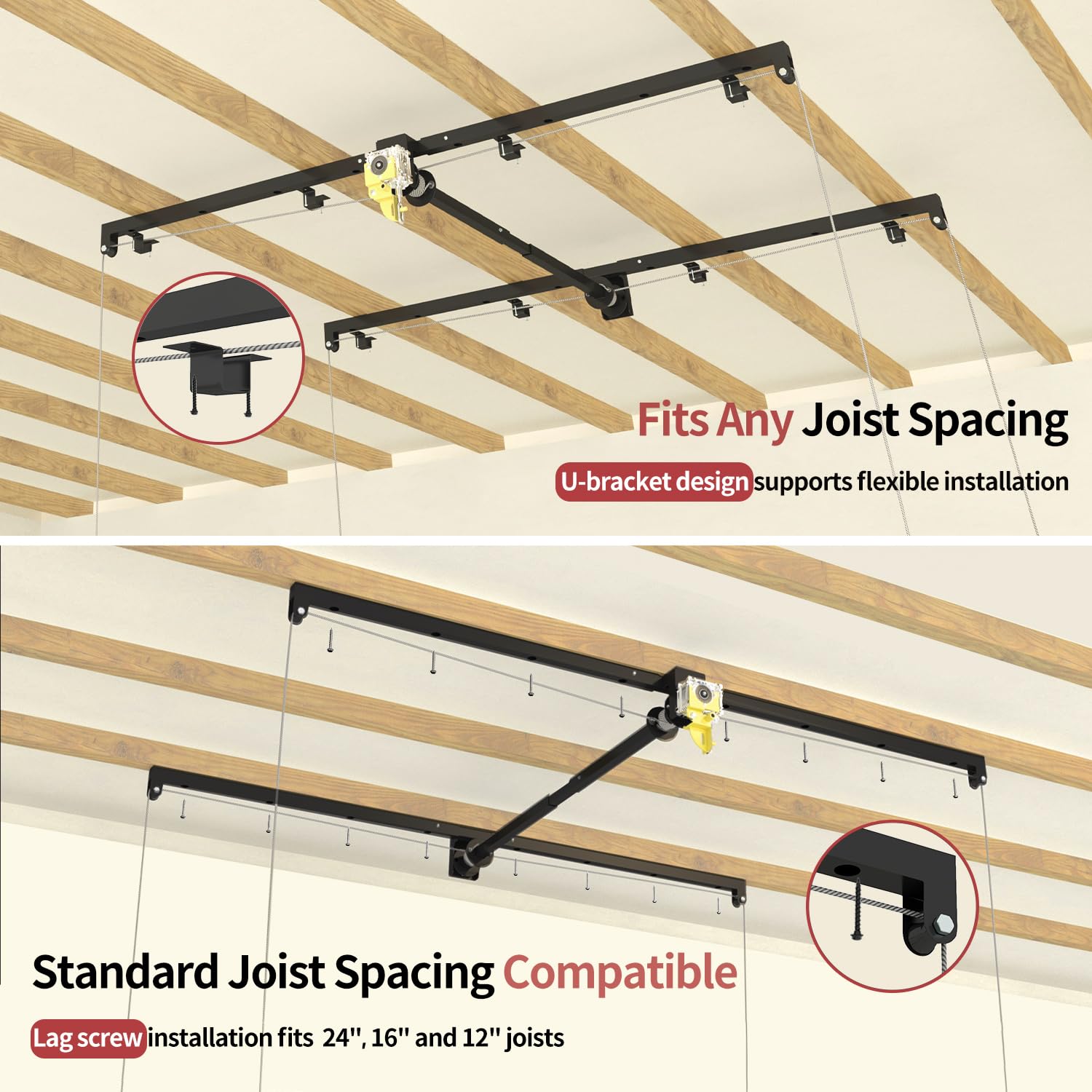 FERO 32 sq ft of overhead storage space expands garage organization.