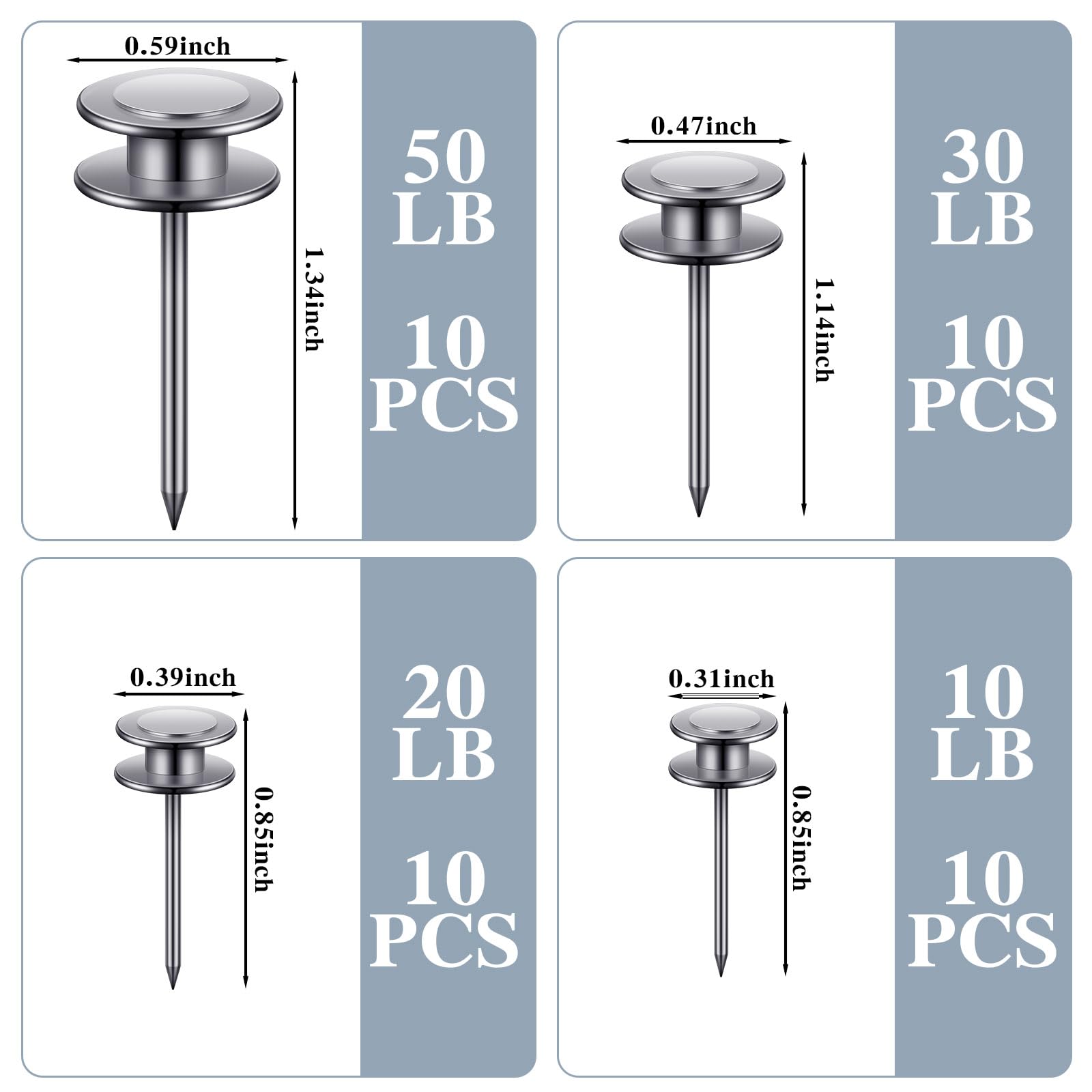 Ferraycle 10lb hanging nails in close up showing reliable grip