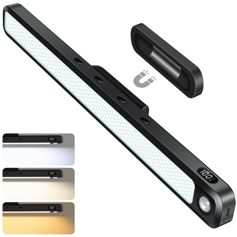 Ferswe 5W motion sensor light bar with magnetic mount illuminates a dark cabinet