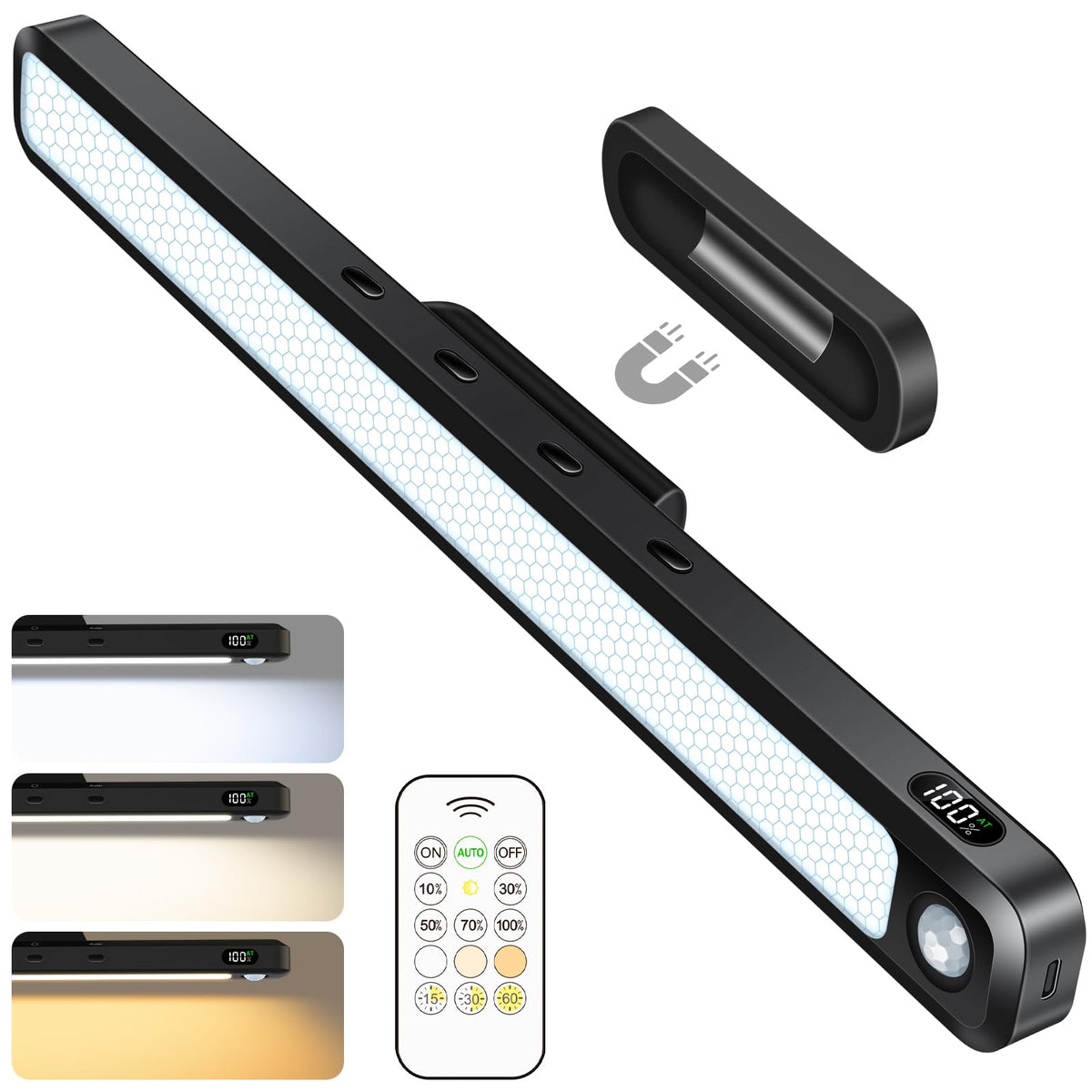 Ferswe 5W motion sensor light bar with remote for effortless on/off control.