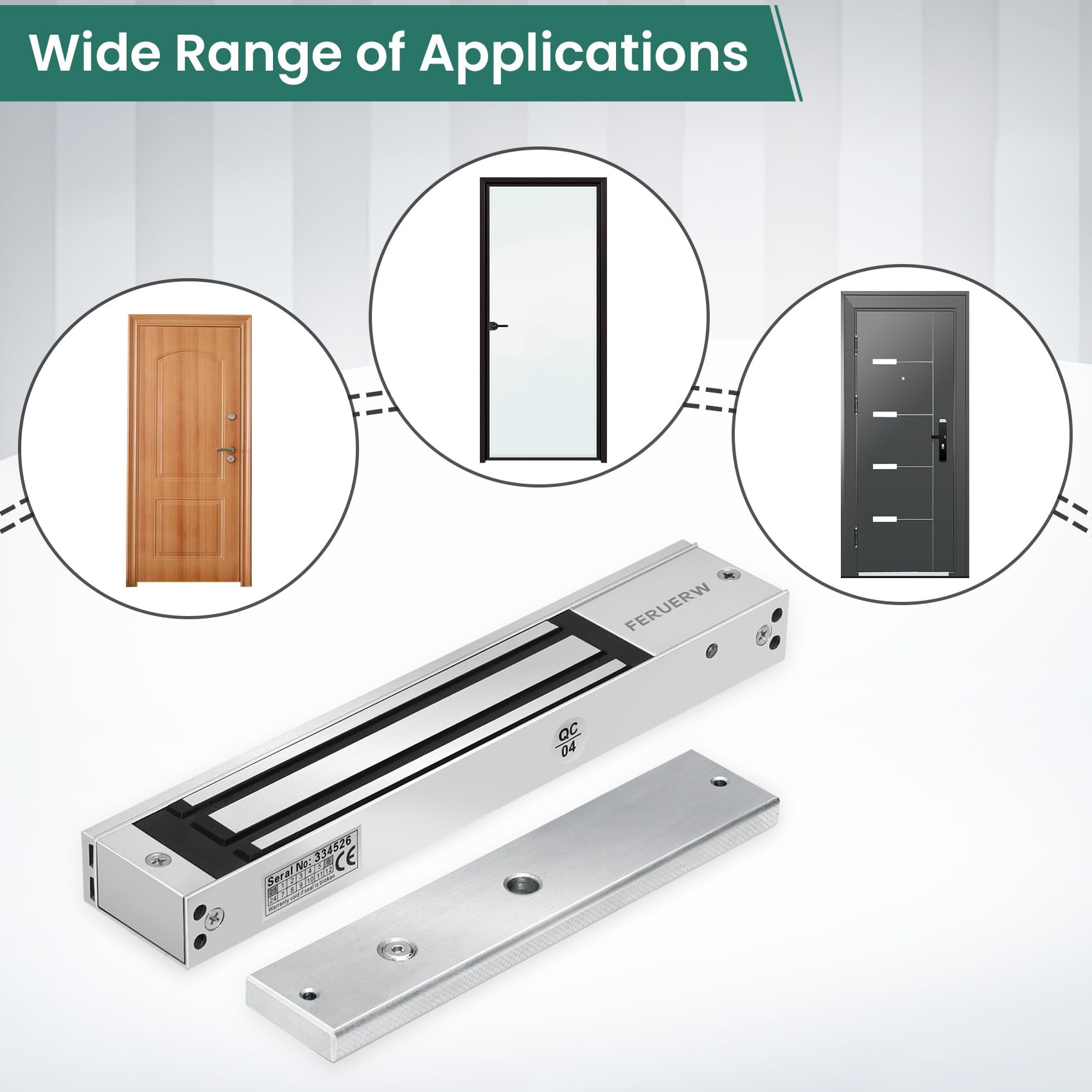 FERUERW holding force 280kg label demonstrates robust capacity for door security.