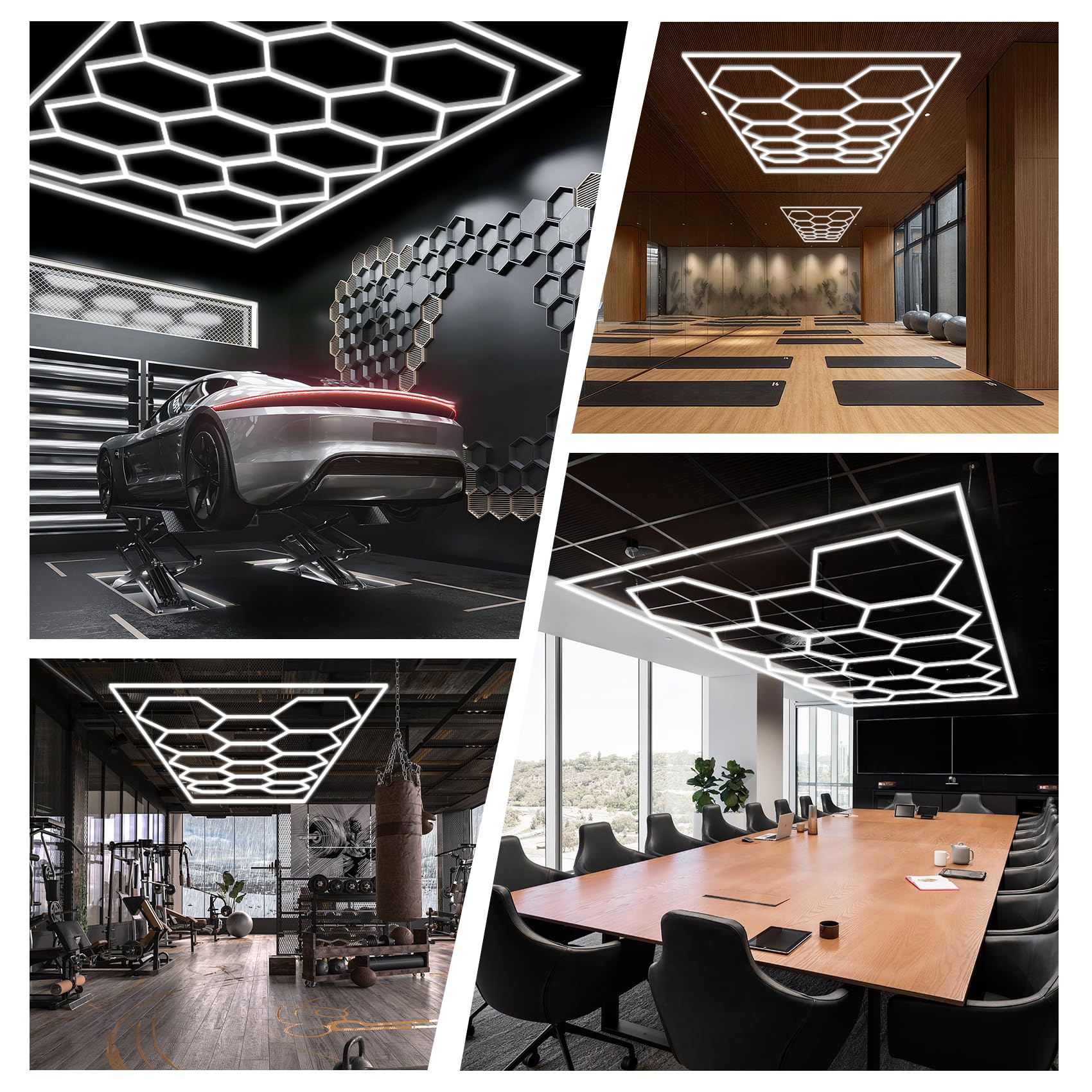 FERUERW hexagon garage light 110v compatible easy power setup