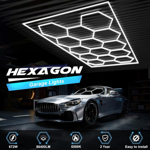 FERUERW hexagon garage light rectangle frame blends with space
