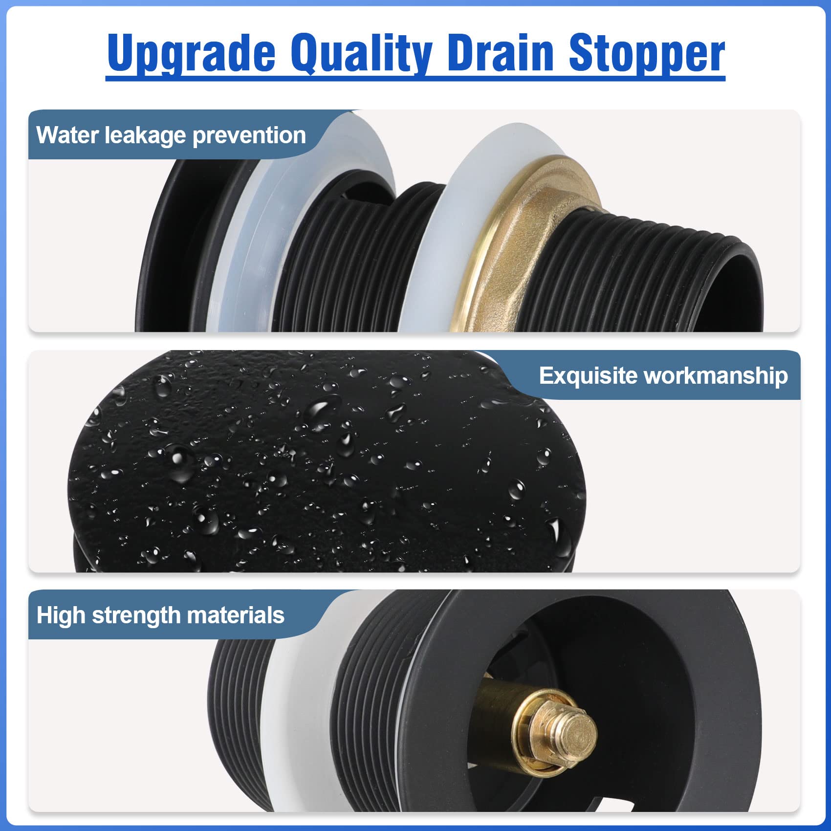 FERUERW pop-up drain kit installed on a freestanding tub with a clean installation fit