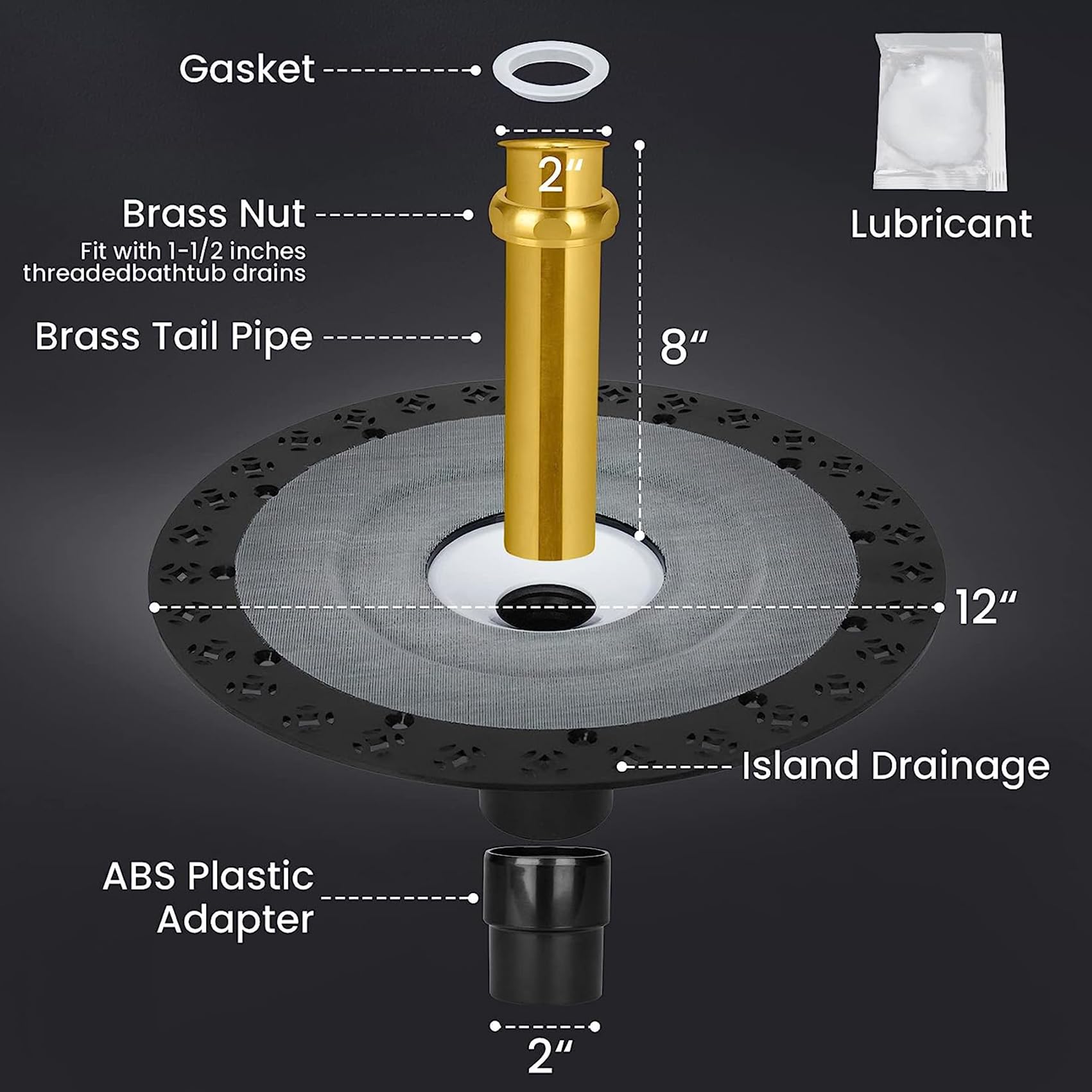 FERUERW stainless steel matte black drain demonstrates durable, stylish hardware.