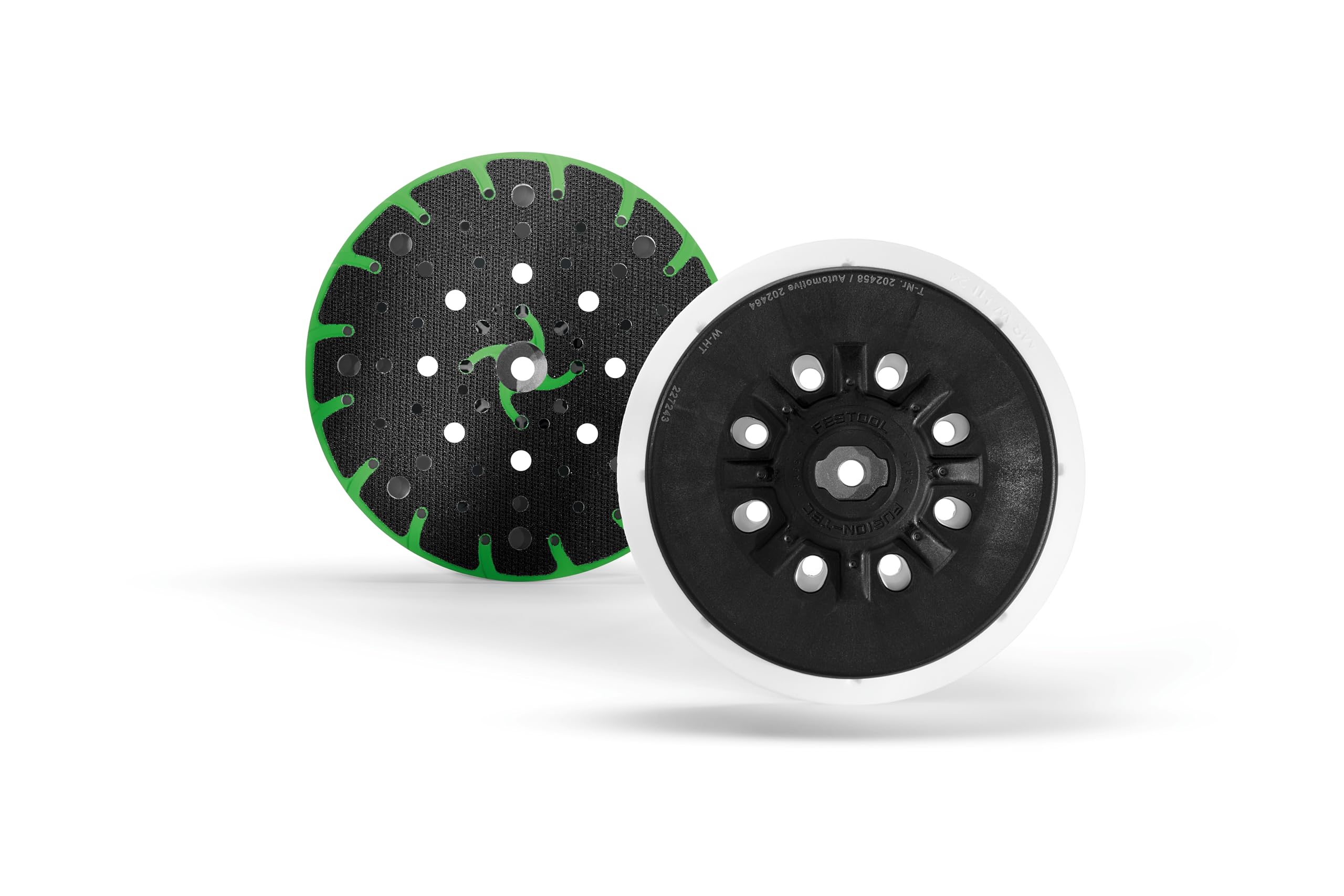 Festool ETS 150 soft sanding pad with Multi-Jetstream 2 for edge-to-edge dust control.