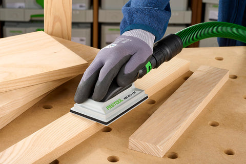 Festool 496962 accepts 80x133 mm abrasive sheets for a secure fit