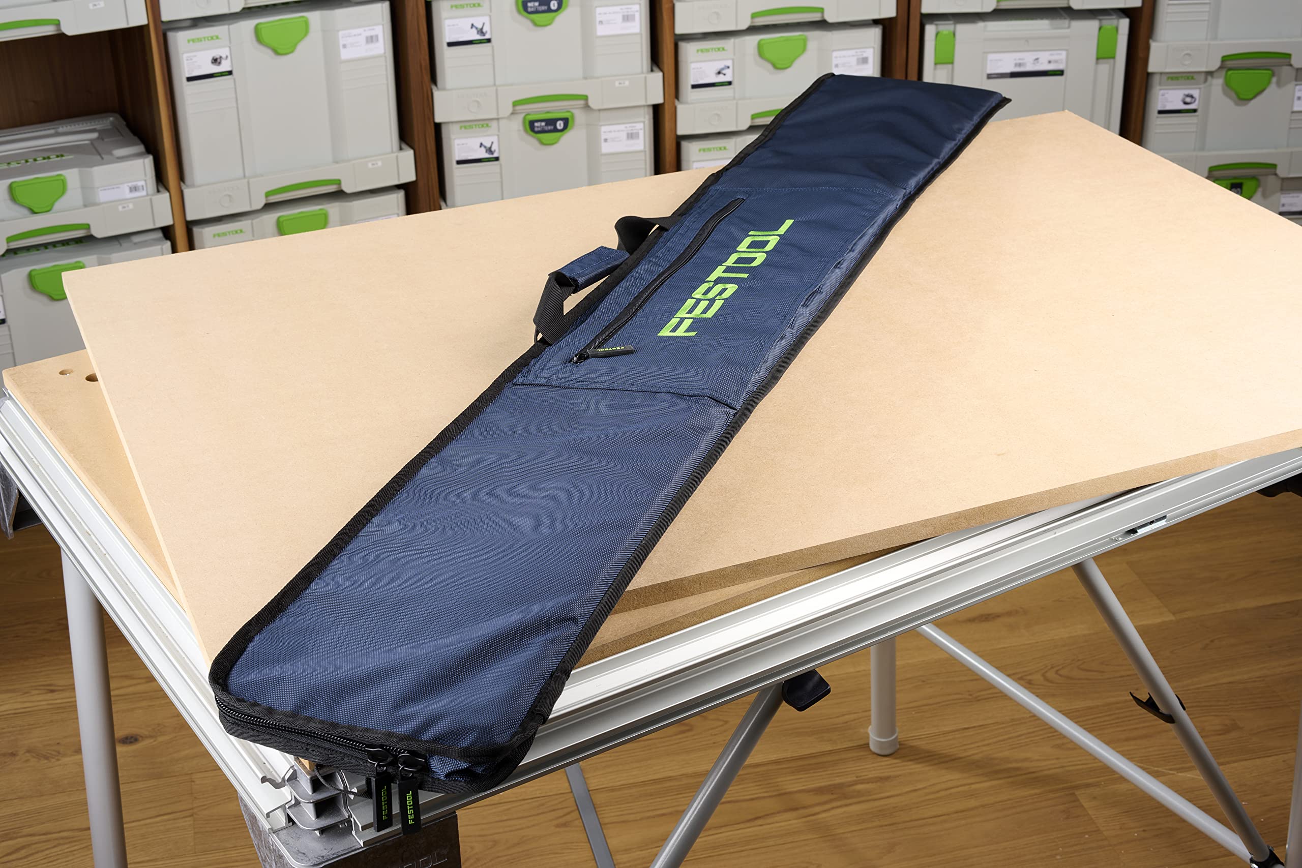 Festool carrying case dimensions provide compact storage footprint.