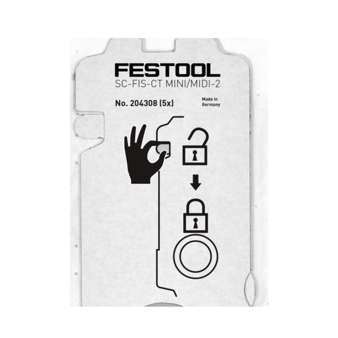 Festool CT Midi filter bags with self-clean volume design for efficient dust collection.