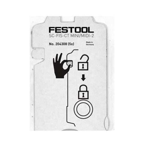 Festool CT Midi filter bags with self-clean volume design for efficient dust collection.